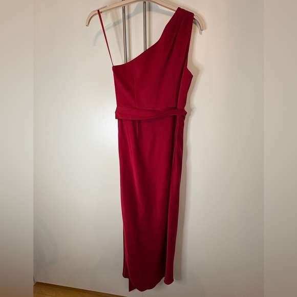 Ted Baker Red Asymmetrical Ruched Cocktail Dress - Picture 6 of 9